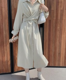 ウエストクロスシャツワンピース