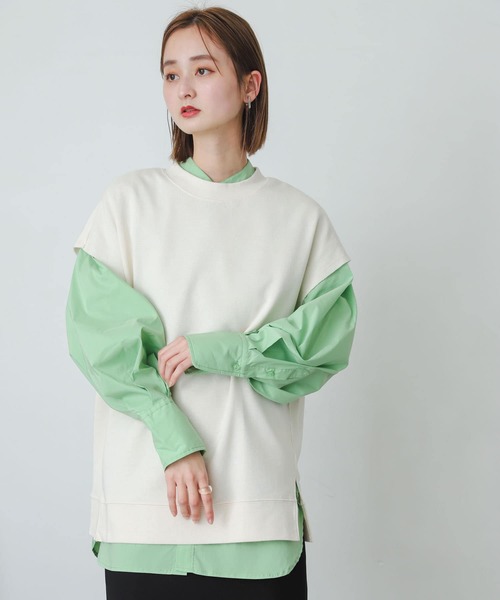 SENSE OF PLACE by URBAN RESEARCH(センスオブプレイスバイアーバンリサーチ)の「フレンチスリーブルーズトップ(Tシャツ/カットソー・レディース・グレー/ブラック/アイボリー・ONE)」の1枚目の写真