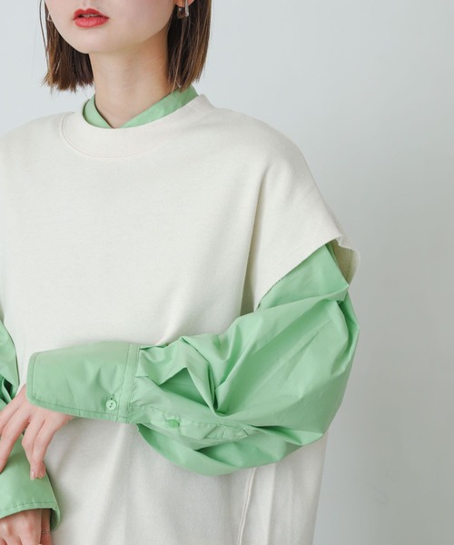 SENSE OF PLACE by URBAN RESEARCH(センスオブプレイスバイアーバンリサーチ)の「フレンチスリーブルーズトップ(Tシャツ/カットソー・レディース・グレー/ブラック/アイボリー・ONE)」の4枚目の写真