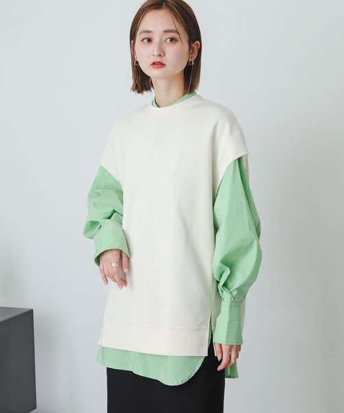 SENSE OF PLACE by URBAN RESEARCH(センスオブプレイスバイアーバンリサーチ)の「フレンチスリーブルーズトップ(Tシャツ/カットソー・レディース・グレー/ブラック/アイボリー・ONE)」の5枚目の写真