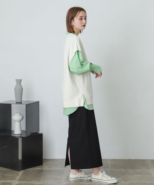 SENSE OF PLACE by URBAN RESEARCH(センスオブプレイスバイアーバンリサーチ)の「フレンチスリーブルーズトップ(Tシャツ/カットソー・レディース・グレー/ブラック/アイボリー・ONE)」の14枚目の写真