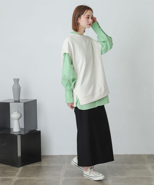 SENSE OF PLACE by URBAN RESEARCH(センスオブプレイスバイアーバンリサーチ)の「フレンチスリーブルーズトップ(Tシャツ/カットソー・レディース・グレー/ブラック/アイボリー・ONE)」の15枚目の写真