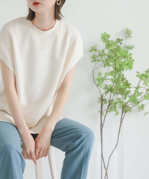 SENSE OF PLACE by URBAN RESEARCH(センスオブプレイスバイアーバンリサーチ)の「フレンチスリーブルーズトップ(Tシャツ/カットソー・レディース・グレー/ブラック/アイボリー・ONE)」の16枚目の写真