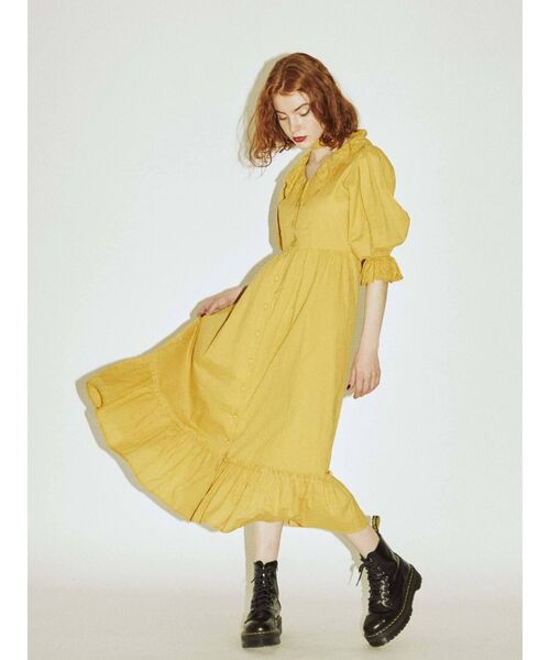 jouetie（ジュエティ）の「カットワークコットンワンピース（ワンピース・レディース・オフホワイト/ブラック/イエロー・MEDIUM）」の3枚目の写真