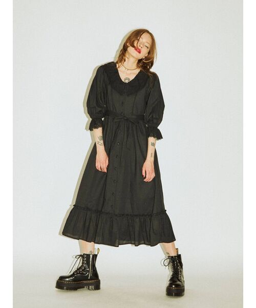 jouetie（ジュエティ）の「カットワークコットンワンピース（ワンピース・レディース・オフホワイト/ブラック/イエロー・MEDIUM）」の14枚目の写真