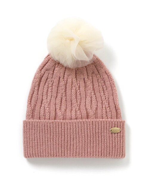 Seraph（セラフ）の「チュールポンポン付きニットキャップ（ハット・キッズ・サックスブルー/アイボリー/ピンク・50/54/58）」の3枚目の写真