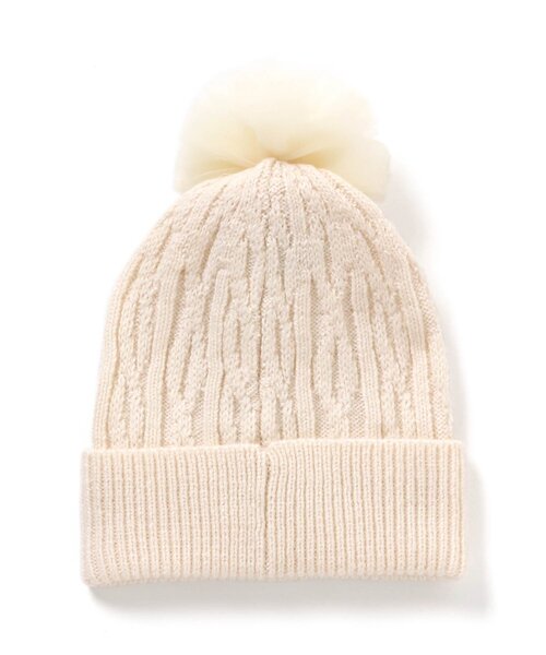 Seraph（セラフ）の「チュールポンポン付きニットキャップ（ハット・キッズ・サックスブルー/アイボリー/ピンク・50/54/58）」の4枚目の写真