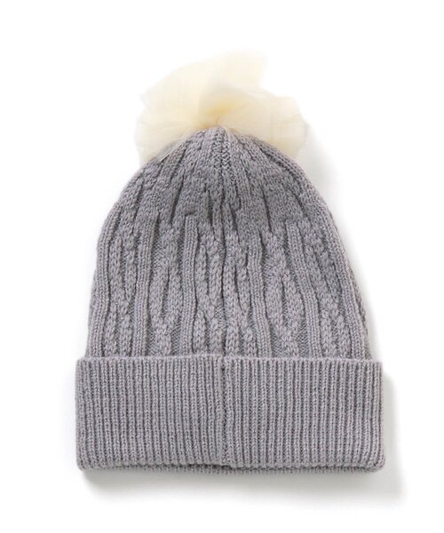 Seraph（セラフ）の「チュールポンポン付きニットキャップ（ハット・キッズ・サックスブルー/アイボリー/ピンク・50/54/58）」の6枚目の写真