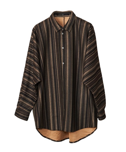 NO ID.(ノーアイディ)の「マルチストライプドルマンスリーブBIG-SH(シャツ/ブラウス・メンズ・ブラック/ベージュ/グリーン・ONE SIZE)」の21枚目の写真