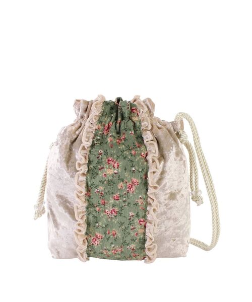 merry jenny（メリージェニー）の「flowerベロアフリルポシェット（ハンドバッグ・レディース・ブラック/アイボリー・FREE）」の3枚目の写真