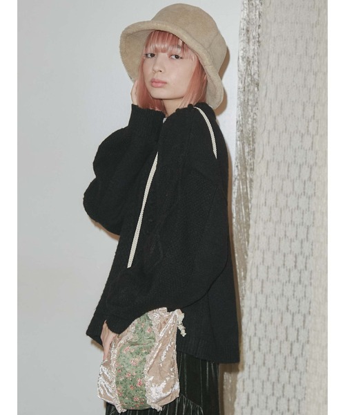 merry jenny（メリージェニー）の「flowerベロアフリルポシェット（ハンドバッグ・レディース・ブラック/アイボリー・FREE）」の12枚目の写真