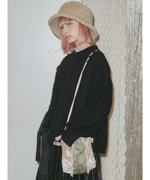 merry jenny（メリージェニー）の「flowerベロアフリルポシェット（ハンドバッグ・レディース・ブラック/アイボリー・FREE）」の15枚目の写真