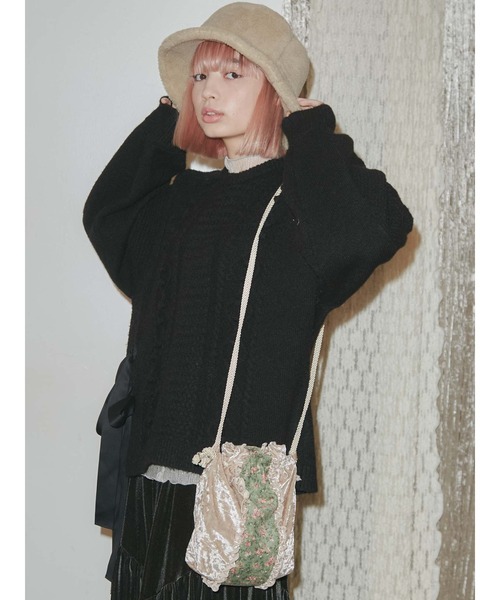 merry jenny（メリージェニー）の「flowerベロアフリルポシェット（ハンドバッグ・レディース・ブラック/アイボリー・FREE）」の16枚目の写真