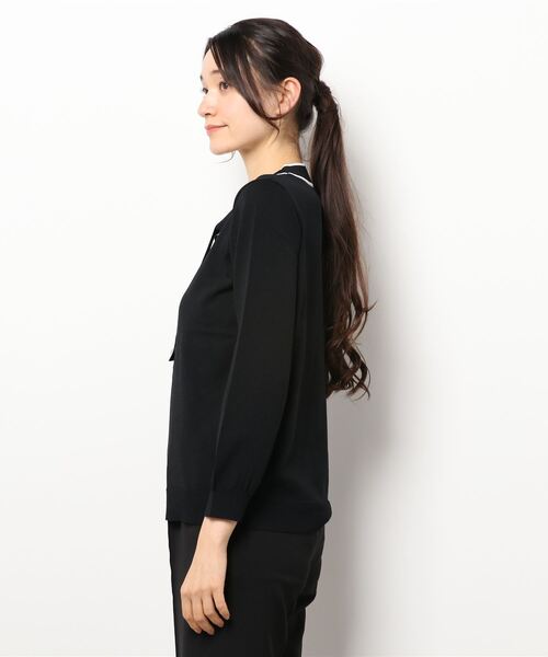 m.f.editorial(エムエフエディトリアル)の「エムエフエディトリアルレディース/m.f.editorial:Women ゴム編み 配色ボウタイ ニットプルオーバー(ニット/セーター・レディース・ブラック/ベージュ/グレー・MEDIUM/LARGE)」の5枚目の写真