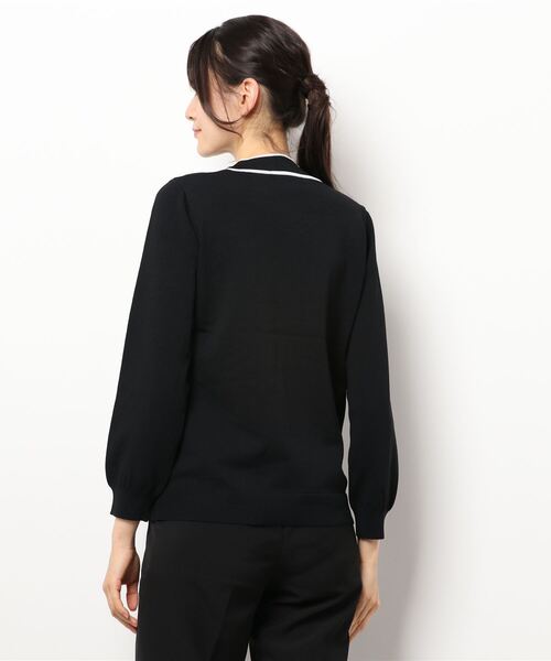 m.f.editorial(エムエフエディトリアル)の「エムエフエディトリアルレディース/m.f.editorial:Women ゴム編み 配色ボウタイ ニットプルオーバー(ニット/セーター・レディース・ブラック/ベージュ/グレー・MEDIUM/LARGE)」の4枚目の写真