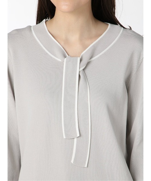 m.f.editorial(エムエフエディトリアル)の「エムエフエディトリアルレディース/m.f.editorial:Women ゴム編み 配色ボウタイ ニットプルオーバー(ニット/セーター・レディース・ブラック/ベージュ/グレー・MEDIUM/LARGE)」の19枚目の写真