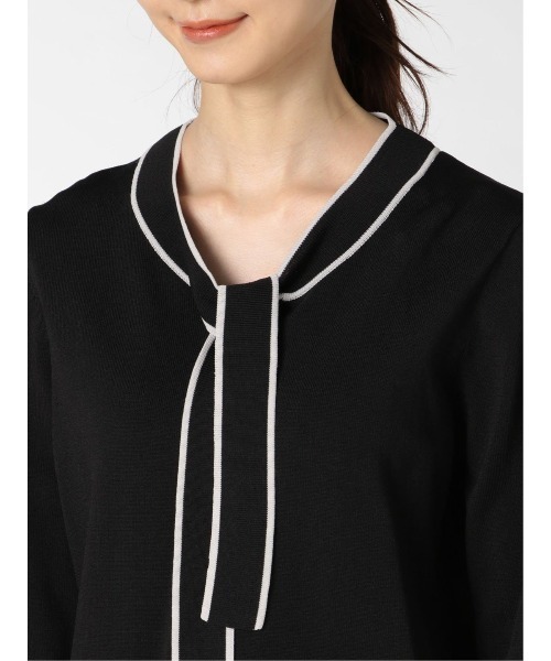 m.f.editorial(エムエフエディトリアル)の「エムエフエディトリアルレディース/m.f.editorial:Women ゴム編み 配色ボウタイ ニットプルオーバー(ニット/セーター・レディース・ブラック/ベージュ/グレー・MEDIUM/LARGE)」の8枚目の写真