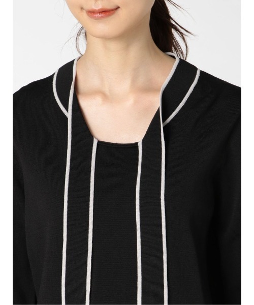 m.f.editorial(エムエフエディトリアル)の「エムエフエディトリアルレディース/m.f.editorial:Women ゴム編み 配色ボウタイ ニットプルオーバー(ニット/セーター・レディース・ブラック/ベージュ/グレー・MEDIUM/LARGE)」の9枚目の写真