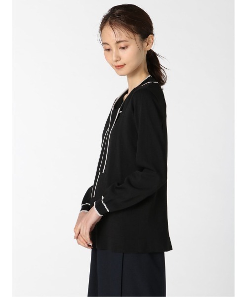 m.f.editorial(エムエフエディトリアル)の「エムエフエディトリアルレディース/m.f.editorial:Women ゴム編み 配色ボウタイ ニットプルオーバー(ニット/セーター・レディース・ブラック/ベージュ/グレー・MEDIUM/LARGE)」の11枚目の写真