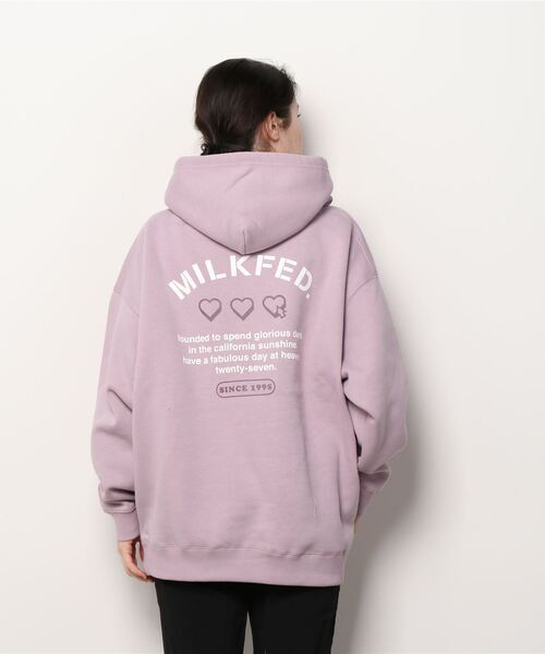 MILKFED.(ミルクフェド)の「CLICK HEART BIG HOODIE(パーカー・レディース・ブラック/ベージュ/オフホワイト/ライトパープル・ONE SIZE)」の9枚目の写真