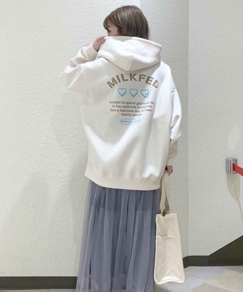 MILKFED.(ミルクフェド)の「CLICK HEART BIG HOODIE(パーカー・レディース・ブラック/ベージュ/オフホワイト/ライトパープル・ONE SIZE)」の18枚目の写真
