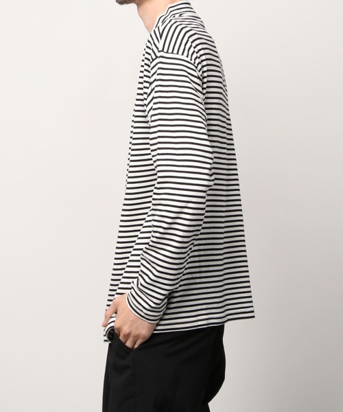 WEGO（ウィゴー）の「WEGO/スムースボーダーモックネックTシャツ（Tシャツ/カットソー・メンズ・ホワイト系その他5・SMALL/MEDIUM/LARGE）」の3枚目の写真