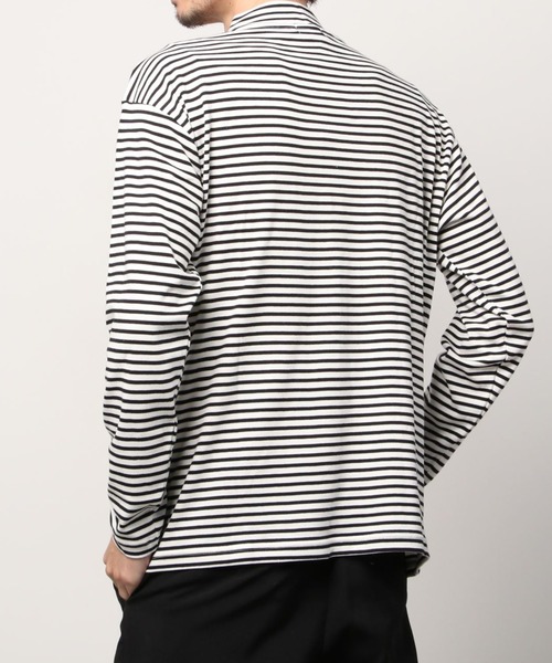 WEGO（ウィゴー）の「WEGO/スムースボーダーモックネックTシャツ（Tシャツ/カットソー・メンズ・ホワイト系その他5・SMALL/MEDIUM/LARGE）」の2枚目の写真