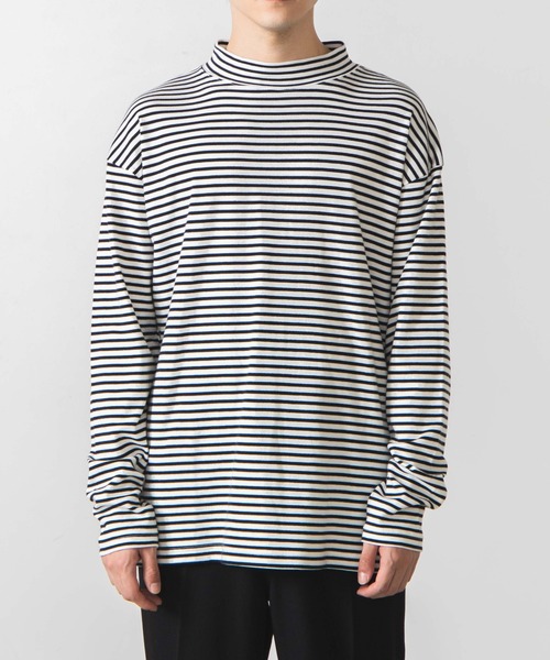 WEGO（ウィゴー）の「WEGO/スムースボーダーモックネックTシャツ（Tシャツ/カットソー・メンズ・ホワイト系その他5・SMALL/MEDIUM/LARGE）」の7枚目の写真