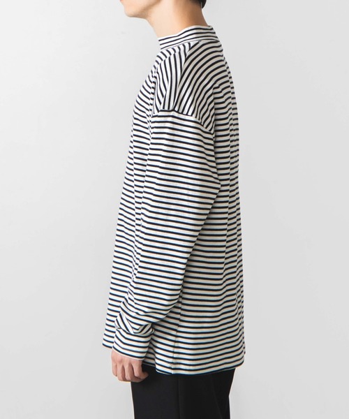 WEGO（ウィゴー）の「WEGO/スムースボーダーモックネックTシャツ（Tシャツ/カットソー・メンズ・ホワイト系その他5・SMALL/MEDIUM/LARGE）」の8枚目の写真