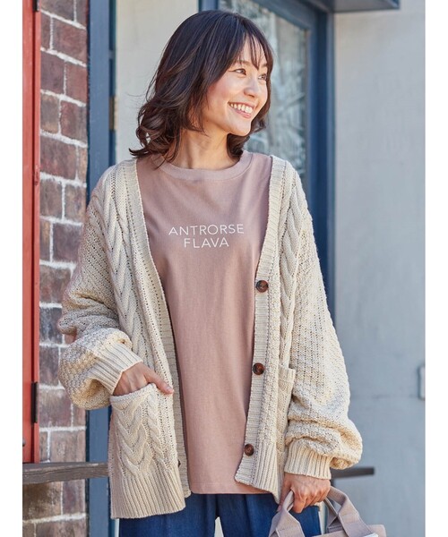 SHOO・LA・RUE（シューラルー）の「◆【M-LL/USAコットン】プリントロンTEE（Tシャツ/カットソー・レディース・チャコールグレー/サンドベージュ/ベージュ系その他5/ベージュ系その他2・02/03/04）」の8枚目の写真