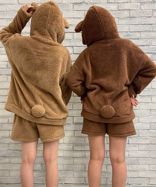 WEGO（ウィゴー）の「WEGO/クマパーカー（ルームウェア/パジャマ・レディース・ブラウン/ベージュ・FREE）」の5枚目の写真