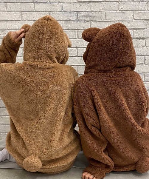 WEGO（ウィゴー）の「WEGO/クマパーカー（ルームウェア/パジャマ・レディース・ブラウン/ベージュ・FREE）」の7枚目の写真