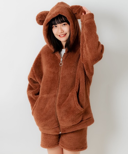 WEGO（ウィゴー）の「WEGO/クマパーカー（ルームウェア/パジャマ・レディース・ブラウン/ベージュ・FREE）」の11枚目の写真