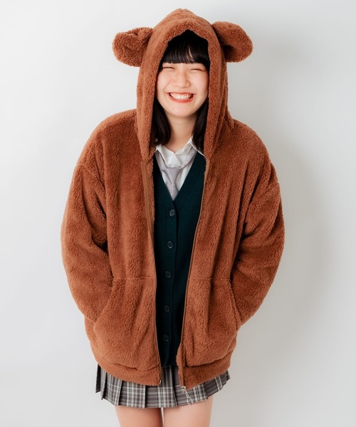 WEGO（ウィゴー）の「WEGO/クマパーカー（ルームウェア/パジャマ・レディース・ブラウン/ベージュ・FREE）」の8枚目の写真