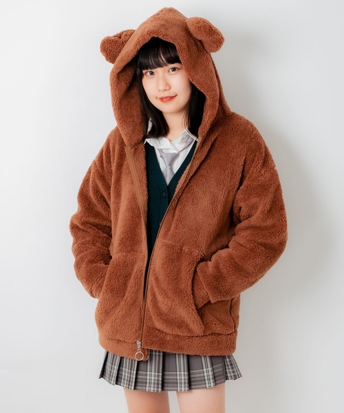 WEGO（ウィゴー）の「WEGO/クマパーカー（ルームウェア/パジャマ・レディース・ブラウン/ベージュ・FREE）」の9枚目の写真