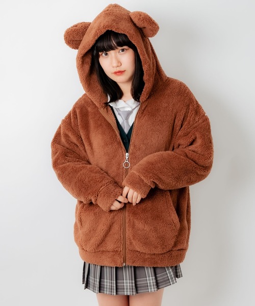 WEGO（ウィゴー）の「WEGO/クマパーカー（ルームウェア/パジャマ・レディース・ブラウン/ベージュ・FREE）」の10枚目の写真