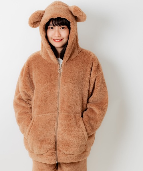 WEGO（ウィゴー）の「WEGO/クマパーカー（ルームウェア/パジャマ・レディース・ブラウン/ベージュ・FREE）」の14枚目の写真
