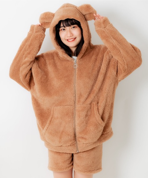 WEGO（ウィゴー）の「WEGO/クマパーカー（ルームウェア/パジャマ・レディース・ブラウン/ベージュ・FREE）」の15枚目の写真