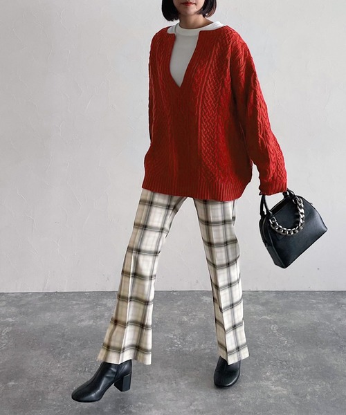 PAGEBOY（ページボーイ）の「オンブレチェックタックパンツ（その他パンツ・レディース・ブラック/オフホワイト・FREE）」の15枚目の写真