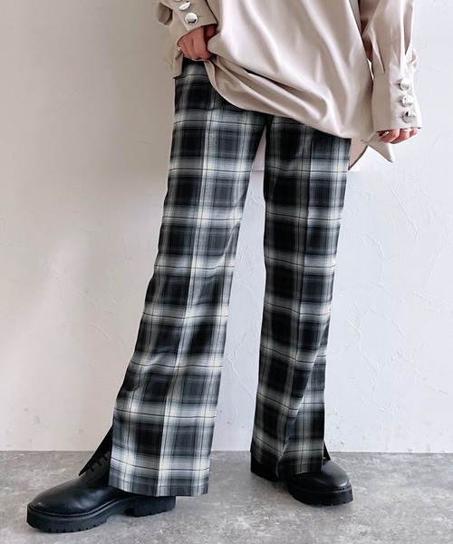 PAGEBOY（ページボーイ）の「オンブレチェックタックパンツ（その他パンツ・レディース・ブラック/オフホワイト・FREE）」の9枚目の写真