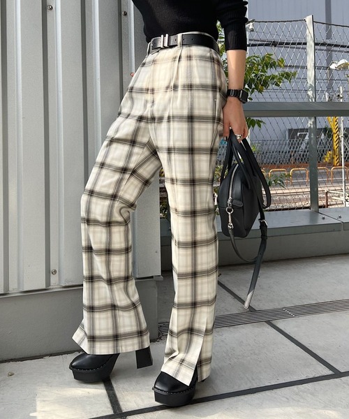 PAGEBOY（ページボーイ）の「オンブレチェックタックパンツ（その他パンツ・レディース・ブラック/オフホワイト・FREE）」の3枚目の写真