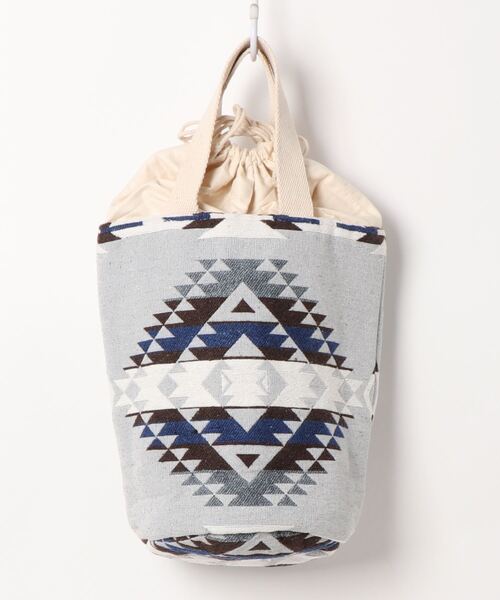 チャイハネ（チャイハネ）の「【チャイハネ】オルテガ柄巾着バケツバッグ（トートバッグ・レディース・ベージュ/ブラウン/グレー/ライトブルー・FREE）」の2枚目の写真