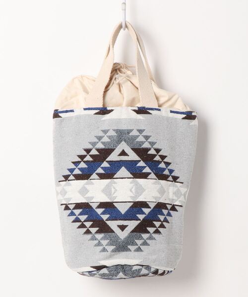 チャイハネ（チャイハネ）の「【チャイハネ】オルテガ柄巾着バケツバッグ（トートバッグ・レディース・ベージュ/ブラウン/グレー/ライトブルー・FREE）」の11枚目の写真