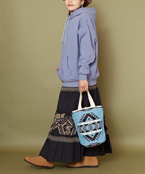 チャイハネ（チャイハネ）の「【チャイハネ】オルテガ柄巾着バケツバッグ（トートバッグ・レディース・ベージュ/ブラウン/グレー/ライトブルー・FREE）」の13枚目の写真