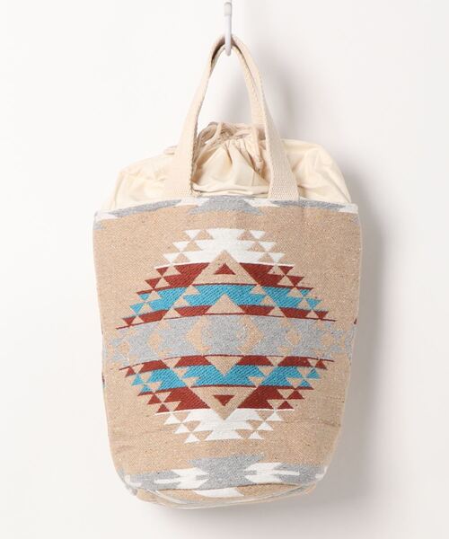 チャイハネ（チャイハネ）の「【チャイハネ】オルテガ柄巾着バケツバッグ（トートバッグ・レディース・ベージュ/ブラウン/グレー/ライトブルー・FREE）」の14枚目の写真