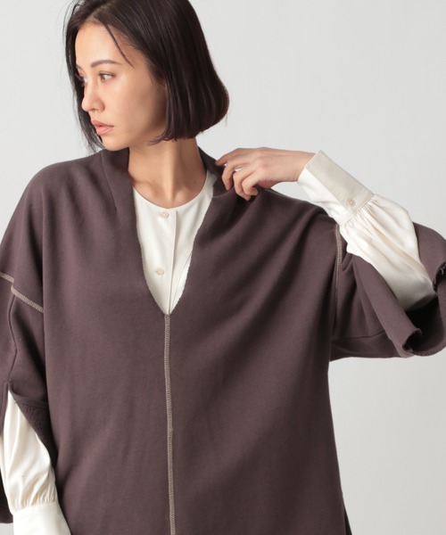 Ezick(エジック)の「【人気WEARISTA別注】レイヤードスエットプルオーバー(スウェット・レディース・ブラック/ブラウン・FREE)」の4枚目の写真