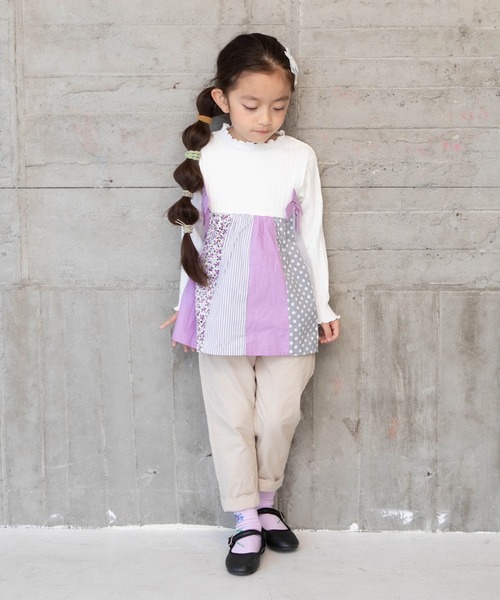 RAGMART（ラグマート）の「パッチワークチュニックTシャツ（ワンピース・キッズ・オフホワイト/グリーン・110cm/100cm/120cm/130cm）」の5枚目の写真