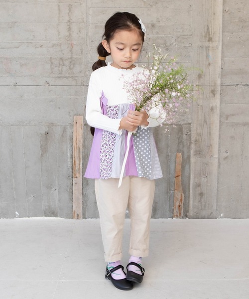 RAGMART（ラグマート）の「パッチワークチュニックTシャツ（ワンピース・キッズ・オフホワイト/グリーン・110cm/100cm/120cm/130cm）」の6枚目の写真