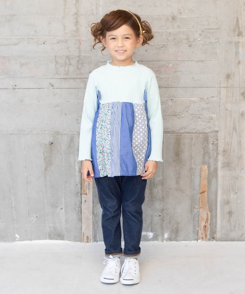 RAGMART（ラグマート）の「パッチワークチュニックTシャツ（ワンピース・キッズ・オフホワイト/グリーン・110cm/100cm/120cm/130cm）」の8枚目の写真