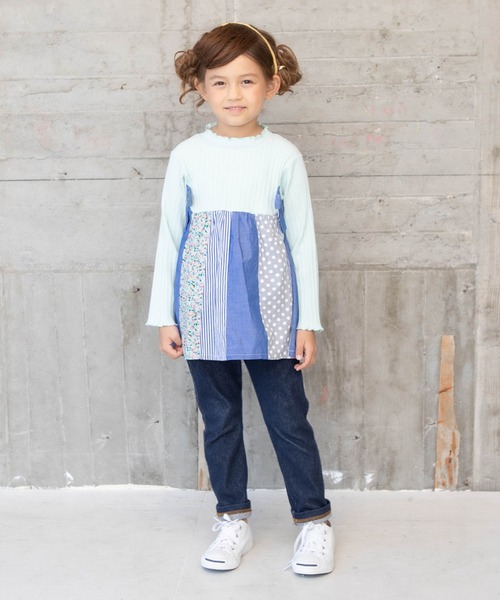 RAGMART（ラグマート）の「パッチワークチュニックTシャツ（ワンピース・キッズ・オフホワイト/グリーン・110cm/100cm/120cm/130cm）」の9枚目の写真